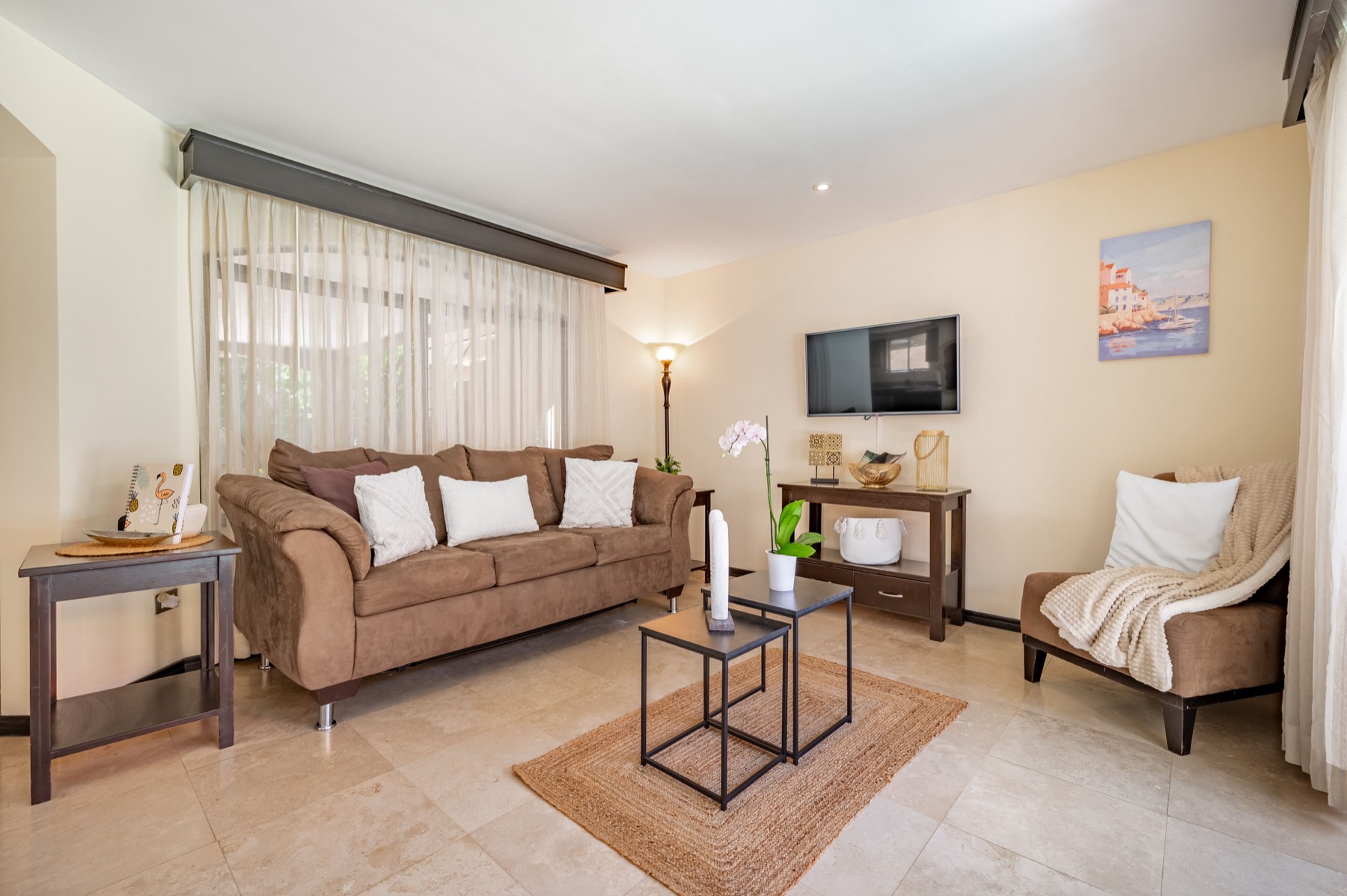 Orchid I living room view one